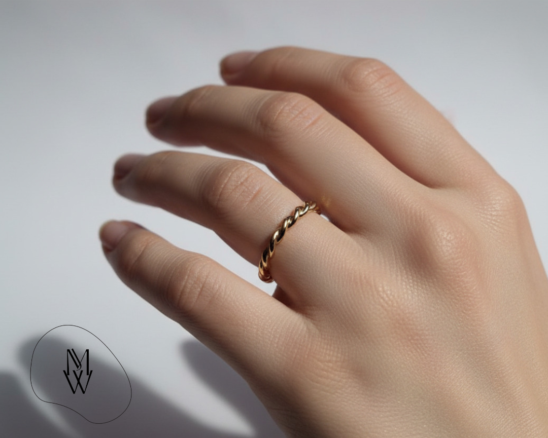 Hand Made 3mm full round Rope Twist ring- Made in house
