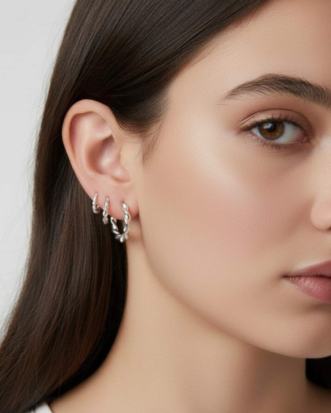 Sliver twist hoops - Two sizes large and small