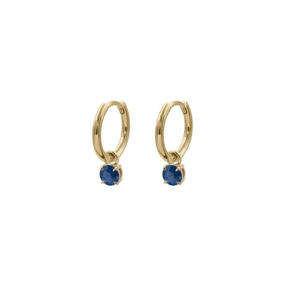 Drops Claw Set Lab grown Gem Stones on 9ct yellow gold huggies