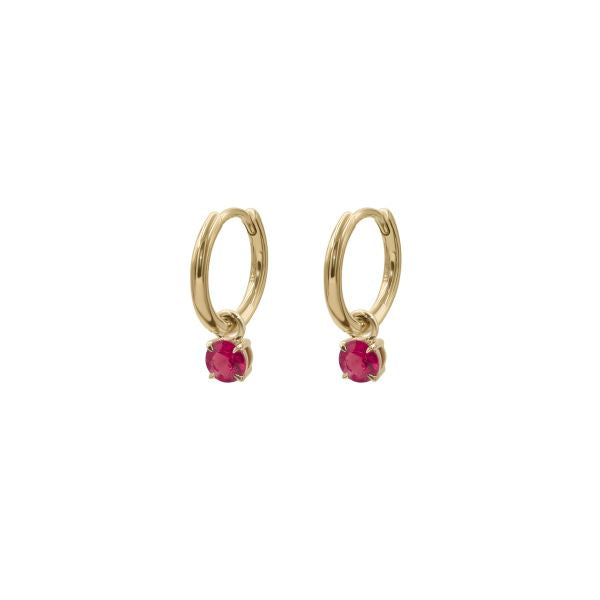 Drops Claw Set Lab grown Gem Stones on 9ct yellow gold huggies