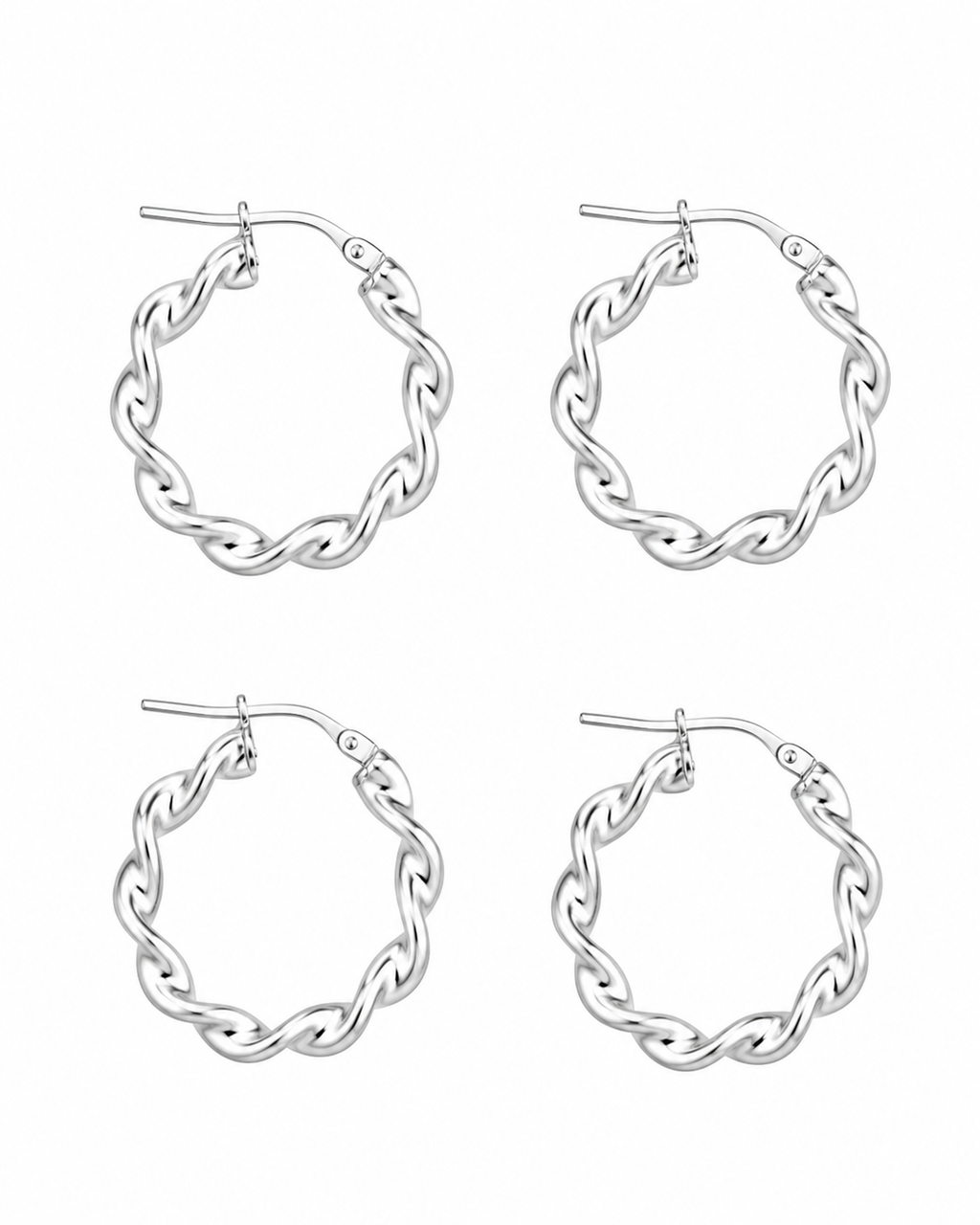 Sliver twist hoops - Two sizes large and small