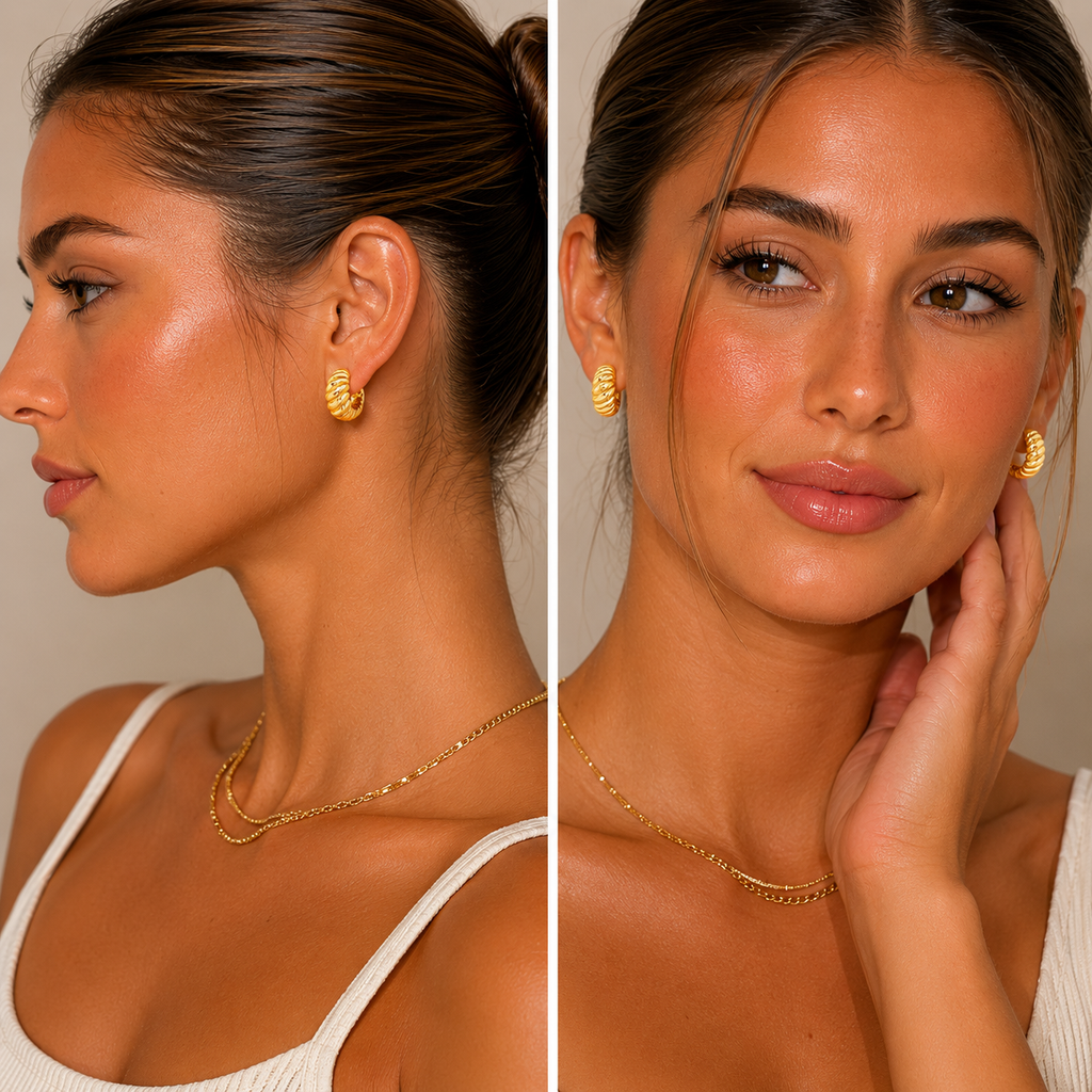Scallop Hoop Earrings- Studs