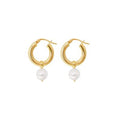 By The SeaSide- 9 carat hoops with pearl drops