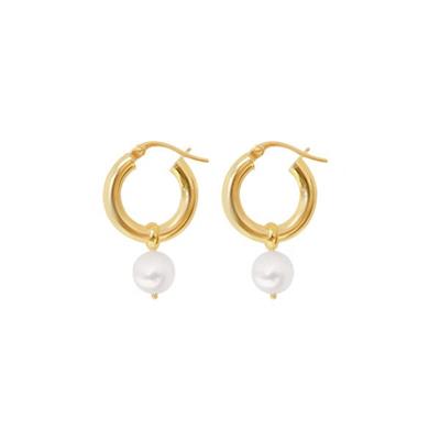 By The SeaSide- 9 carat hoops with pearl drops