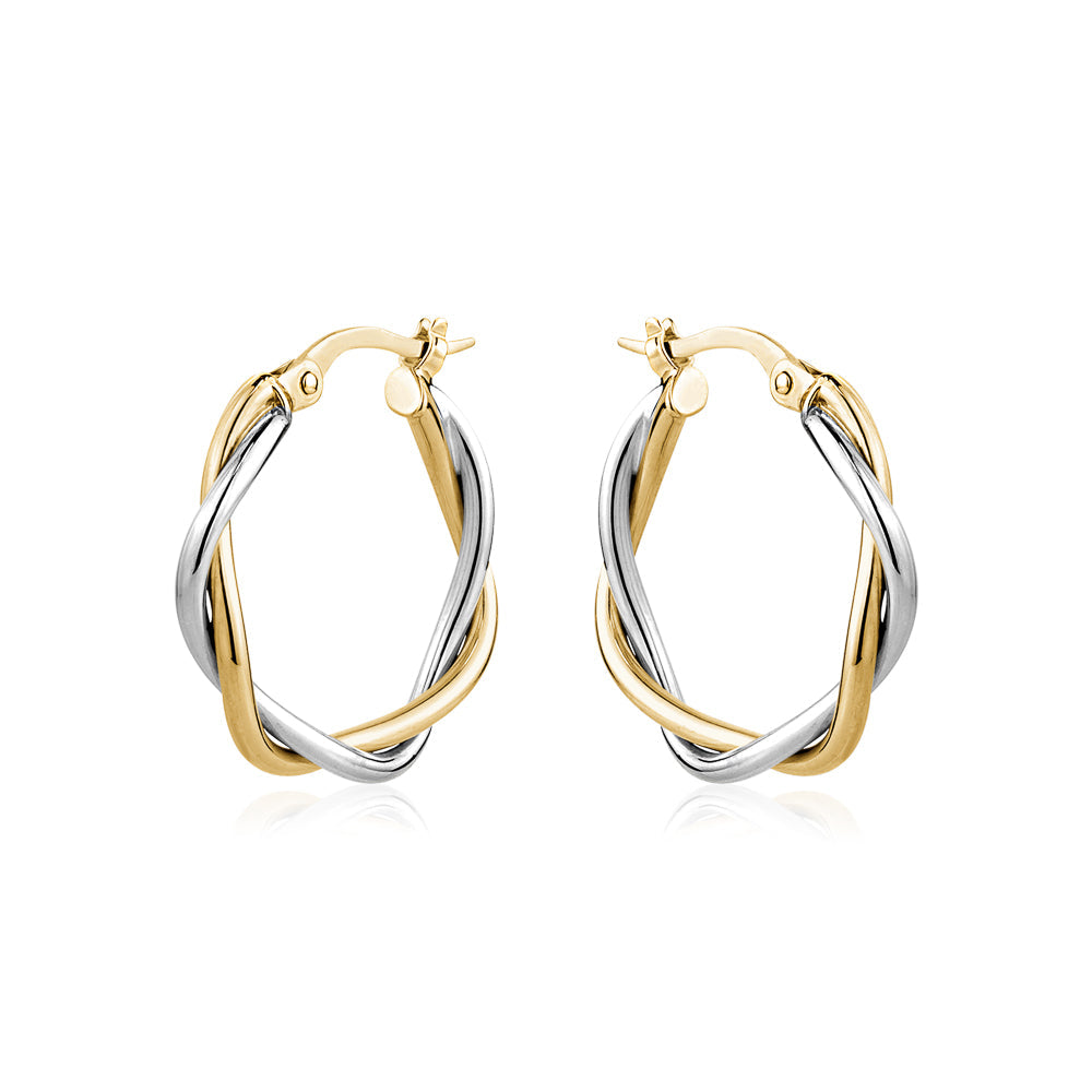 Duo- Two tone Twist Hoops