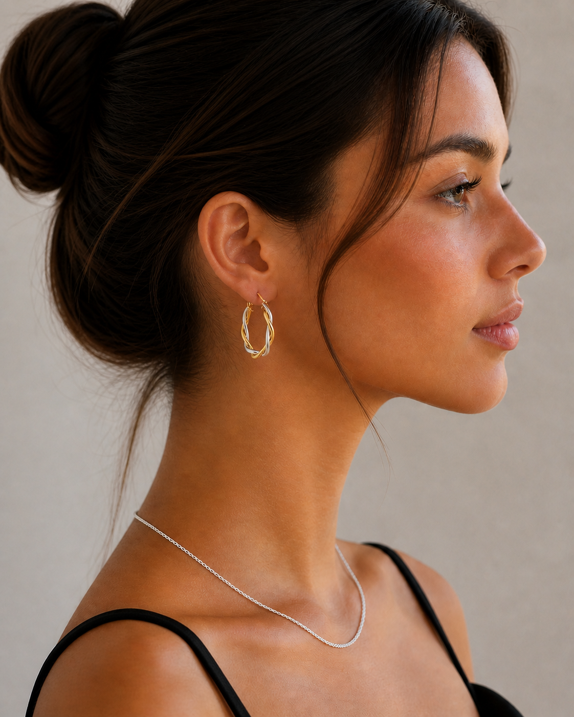 Duo- Two tone Twist Hoops