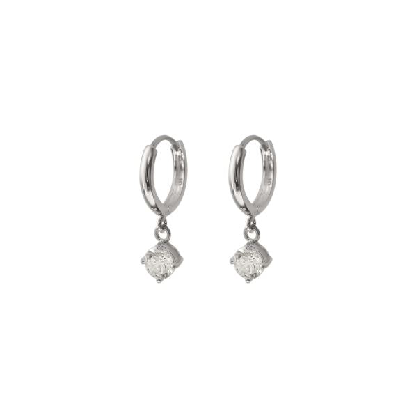 Silver Huggies with CZ Drops