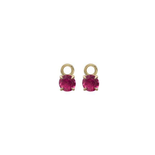 Drops Claw Set Lab grown Gem Stones on 9ct yellow gold huggies