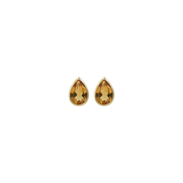 Pear Bezel Set Natural Gem stone studs