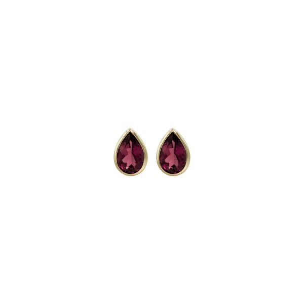 Pear Bezel Set Natural Gem stone studs