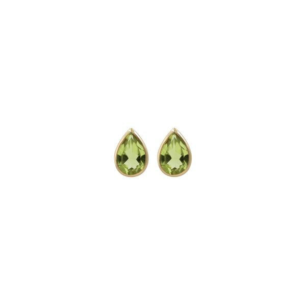 Pear Bezel Set Natural Gem stone studs